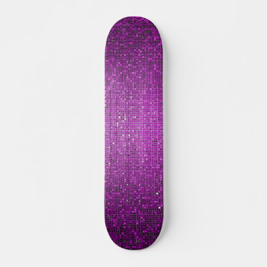 Lila Glitzer Sequin Disco Alte Schule Skateboard (Vorne)