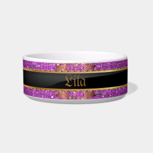 Lila Glitzer Sequin Disco Glitz Pet Food Bowl Napf