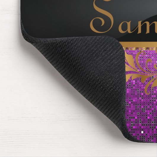 Lila Glitzer Sequin Disco Personalisiert Mousepad (Ecke)