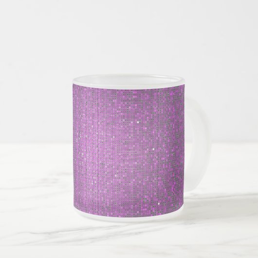 Lila Glitzer Sequin Mattiert Glass Kaffee Tasse Cu (VorderseiteRechts)
