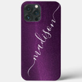 Lila Glitzer Shimmer Personalisierter Name Case-Mate iPhone Hülle (Rückseite)