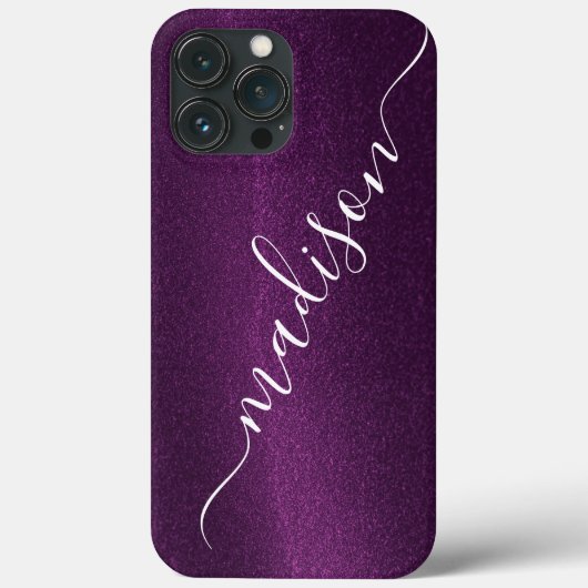 Lila Glitzer Shimmer Personalisierter Name Case-Mate iPhone Hülle (Rückseite)
