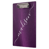 Lila Glitzer Shimmer Personalisierter Name Klemmbrett (Links)