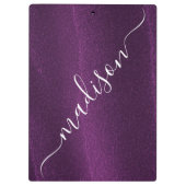 Lila Glitzer Shimmer Personalisierter Name Klemmbrett (Rückseite)