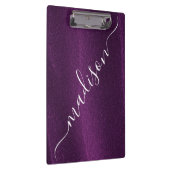 Lila Glitzer Shimmer Personalisierter Name Klemmbrett (Rechts)