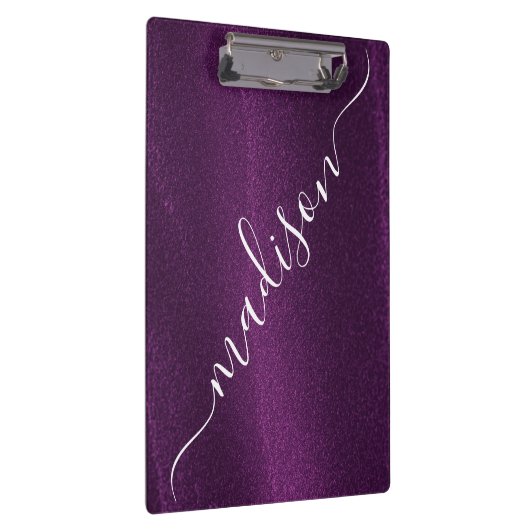 Lila Glitzer Shimmer Personalisierter Name Klemmbrett (Rechts)