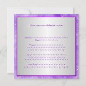 Lila Glitzer Silberlichter 30. Geburtstag Party Einladung (Rückseite)