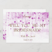 Lila Glitzer sind Sie meine Brautjungfer Einladung (Vorne/Hinten)