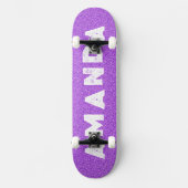 Lila Glitzer Skateboard Grunge personalisierter Na (Vorderseite)