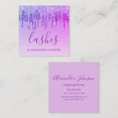 Lila Glitzer Sparkasseln Quadratische Visitenkarte (Vorne/Hinten)