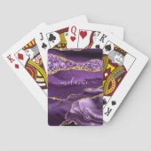 Lila Glitzer Spielkarten mit Individuelle Name (Rückseite)