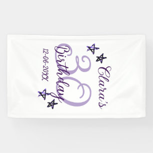 Lila Glitzer Stars 30. Geburtstag modernes Retro Banner