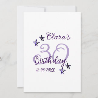Lila Glitzer Stars 30. Geburtstag modernes Retro Einladung