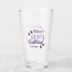 Lila Glitzer Stars 30. Geburtstag modernes Retro Glas