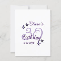 Lila Glitzer Stars 30. Geburtstag modernes Retro