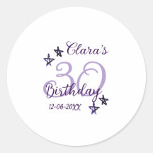 Lila Glitzer Stars 30. Geburtstag modernes Retro