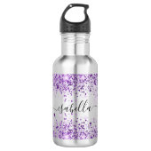 Lila Glitzer Staubname Edelstahlflasche (Vorderseite)