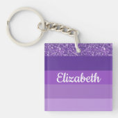 Lila Glitzer Strickmonogramm Schlüsselanhänger (Vorderseite)