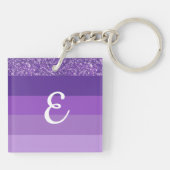 Lila Glitzer Strickmonogramm Schlüsselanhänger (Rückseite)