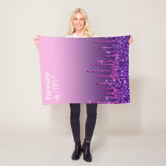 Lila Glitzer süße Träume Fleecedecke (Beispiel)