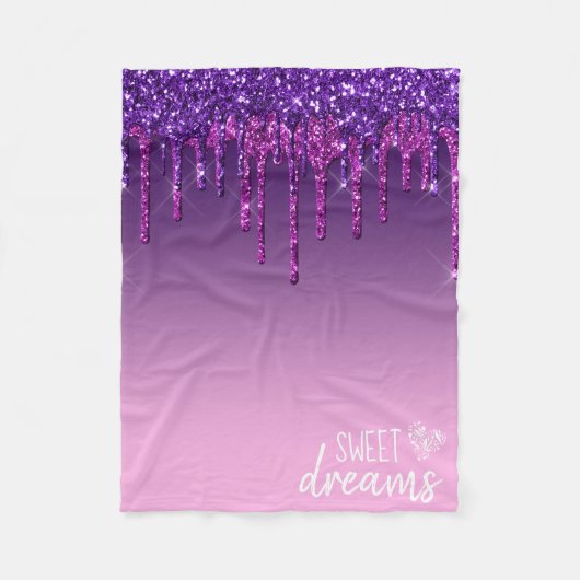 Lila Glitzer süße Träume Fleecedecke (Vorderseite)
