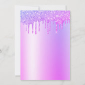 Lila Glitzer Sweet 16 Brautparty Einladung (Rückseite)