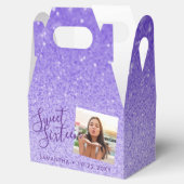 Lila Glitzer Sweet 16 Chic Foto Geschenkschachtel (Geöffnet)
