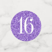 Lila Glitzer Sweet 16 Custom Foto Big Table Konfetti (Klein Vorderseite)