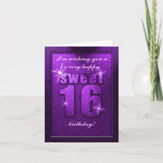 Lila Glitzer Sweet 16 Geburtstagspartikkarte Karte