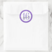 Lila Glitzer Sweet 16 Gefallen Sticker Siegel (Tasche)