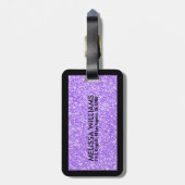 Lila Glitzer Textur drucken Gepäckanhänger (Rückseite vertikal)