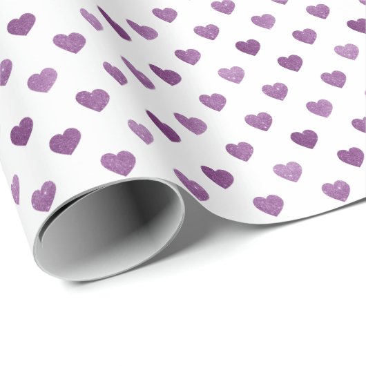 Lila Glitzer Tiny Heart Gemusterte Schleifpapier Geschenkpapier (Rolleneckpunkt)