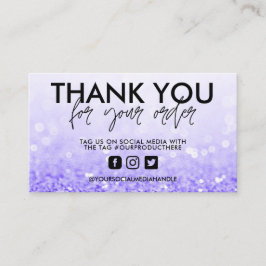 Lila Glitzer Trendy Salon Vielen Dank Visitenkarte