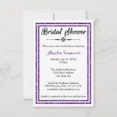 Lila Glitzer Trim - 3x5 Brautdusche Einladung (Vorderseite)