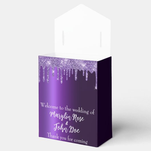 LILA GLITZER TROPFEN ELEGANT GESCHENKSCHACHTEL (Geöffnet)