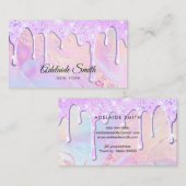 lila Glitzer Tropfen entwerfen Visitenkarte (Vorne/Hinten)