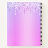 Lila Glitzer Tropfen Erdbeere Confection Süßigkeit Notizblock (Rückseite)