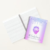 Lila Glitzer Tropfen Erdbeere Confection Süßigkeit Notizblock (Innenseite)