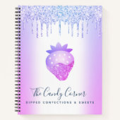 Lila Glitzer Tropfen Erdbeere Confection Süßigkeit Notizblock (Vorderseite)
