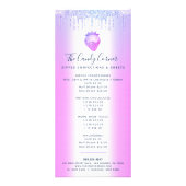 Lila Glitzer Tropfen Erdbeeren Süßigkeiten Dessert Werbekarte (Vorne)