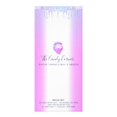 Lila Glitzer Tropfen Erdbeeren Süßigkeiten Dessert Werbekarte (Hinten)