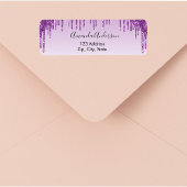 Lila Glitzer-Tropfen geben Adressetikett zurück