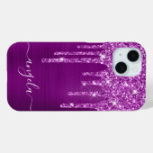 Lila Glitzer Tropfen Glam Girly Signature Case-Mate iPhone Hülle (Rückseite (Horizontal))