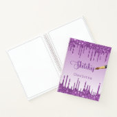 Lila Glitzer-Tropfen im Sketchbuch Notizblock (Innenseite)