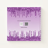 Lila Glitzer-Tropfen im Sketchbuch Notizblock (Rückseite)