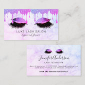 Lila Glitzer Tropfen Makeup Artist Lashes Visitenkarte (Vorne/Hinten)