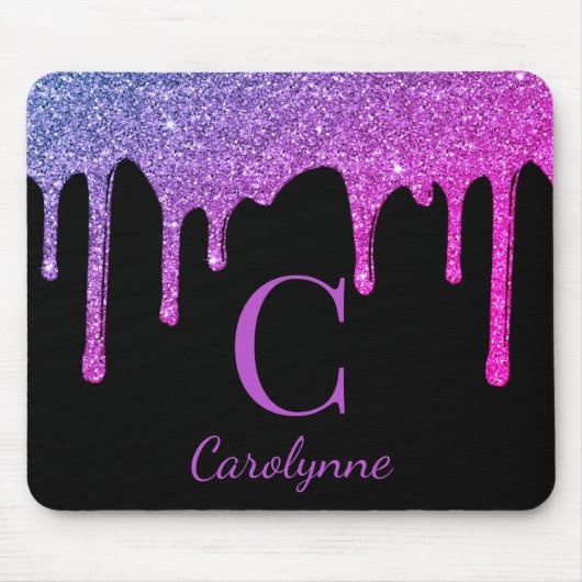 Lila Glitzer-Tropfen mit glattem, glattem, rosa, M Mousepad (Vorne)