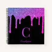 Lila Glitzer-Tropfen mit glattem, glattem, rosa, M Notizblock (Vorderseite)