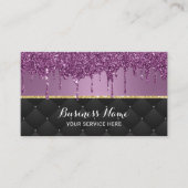 Lila Glitzer Tropfen Moderner Schönheitssalon Visitenkarte (Vorderseite)