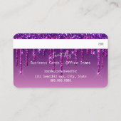 Lila Glitzer Tropfen Nails Kreditkarte Visitenkarte (Rückseite)